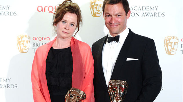 Big win: Emily Watson and Dominic West accept their awards for their parts in Appropriate Adult