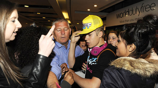 Not happy: Justin Bieber slammed fans for hounding him in an airport
