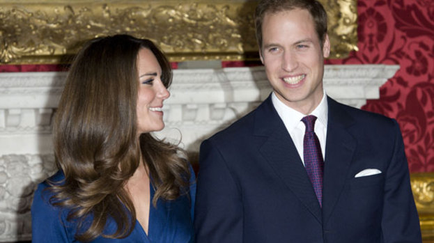Say cheese: The portrait Brad Pitt is thought to have snapped up is based on this engagement photo of Kate and William