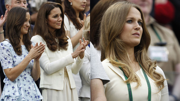Fashion war: From left to right - Pippa Middleton and Duches Kate turned heads as did Kim Sears
