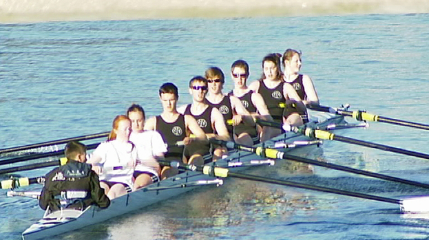 The University of Aberdeen's rowing team in action.