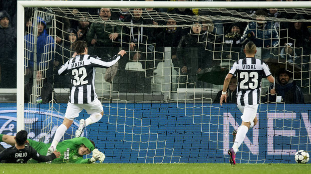 Juventus' Alessandro Matri (32) opens the scoring