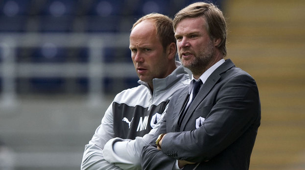 Falkirk manager Steven Pressley (right) with coach Neil MacFarlane.