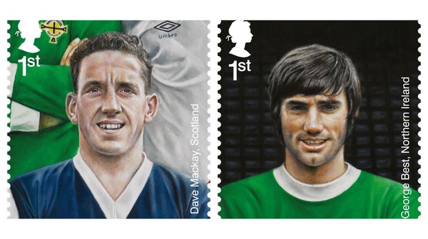 Dream team: Dave Mackay and George Best represent Edinburgh connections in the Royal Mail collection.