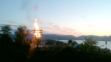 Light up: the beacon being lit in Greenock