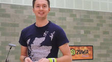 Sean Batty gets ready to host the Zumba event