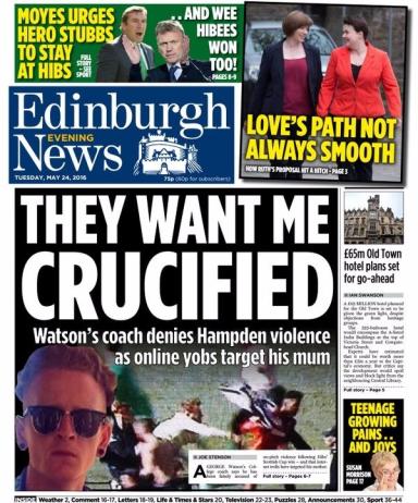 evening tuesday scotland edinburgh headlines paper front pages
