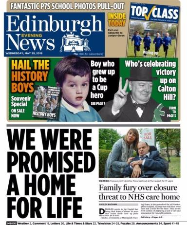 evening edinburgh paper scotland headlines wednesday front pages