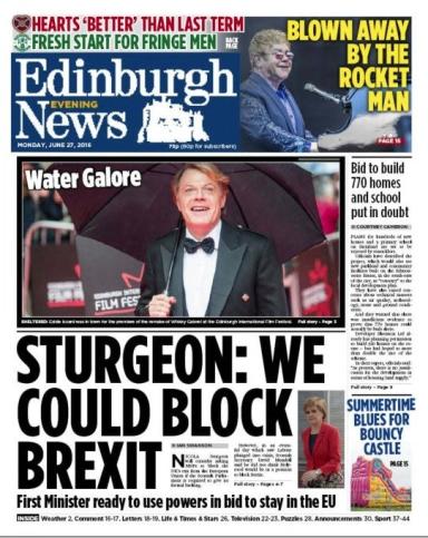 evening scotland headlines papers monday stories making edinburgh