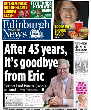 evening edinburgh front scotland headlines tuesday paper pages stv tv july