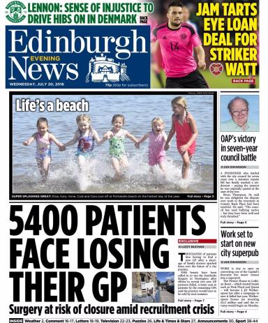 evening edinburgh scotland headlines wednesday paper front pages