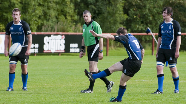 Accuracy: Robert Simpson opens the scoring against Haddington