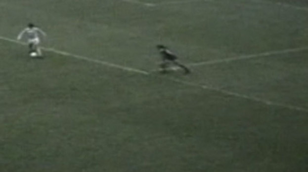 The picture from the 1973 final may be grainy but shows how the additional line was drawn onto the Hampden surface.