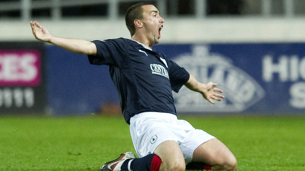 Mark Millar's free-kick consigned Rangers to a shock League Cup exit at the hands of Falkirk.